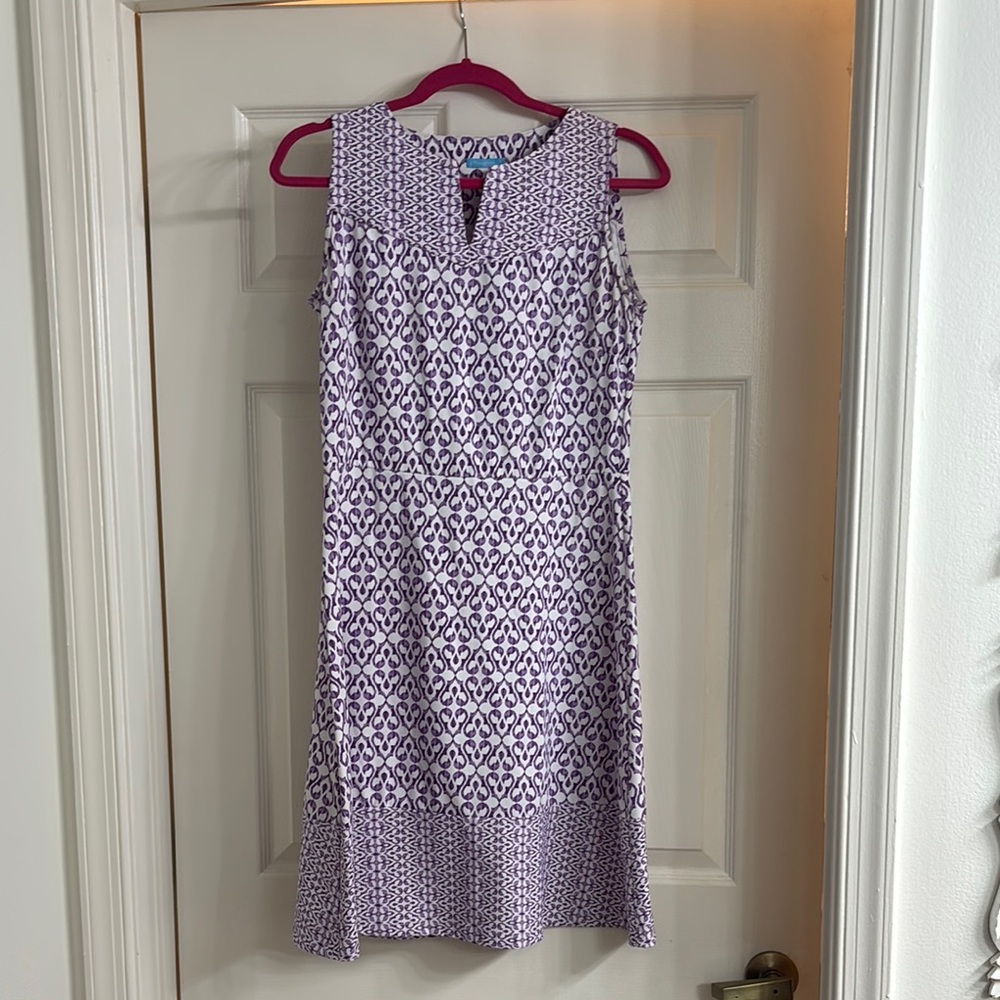 Elegant Purple Patterned Sleeveless Dress